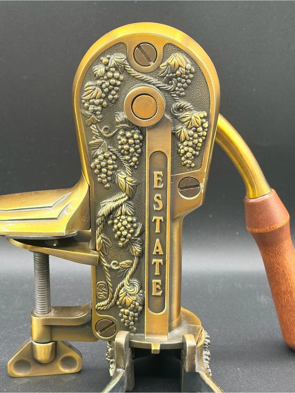 Vintage 1980's Rogar Estate Bronze-Finish Table Clamp Wine Bottle Opener